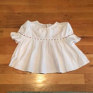 White Zara Blouse with Beaded Design